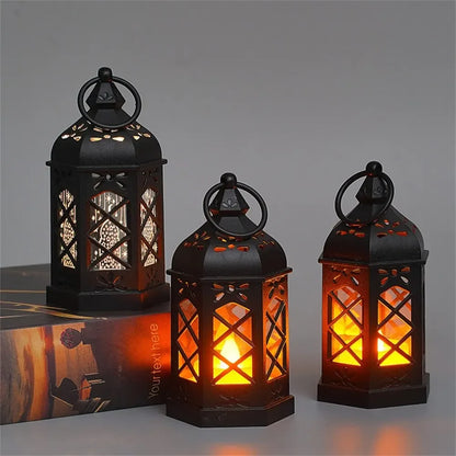 Retro Desktop LED Lamp, Creative Hexagonal Wind Lamp, Portable Candle & Horse Lamp, Atmosphere Decoration Gift