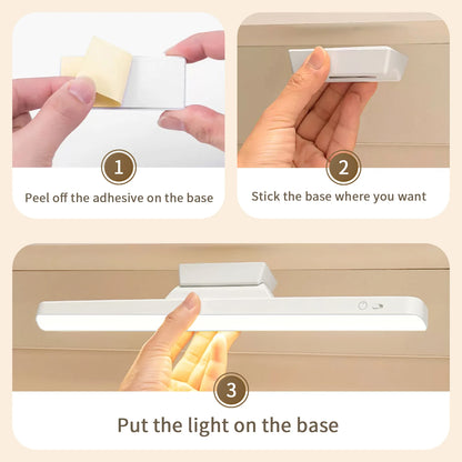 LED Desk Lamp Hanging Magnetic Stepless Dimming LED Night Light USB Rechargeable Bedroom Light Cabinet Closet Reading Night Lamp