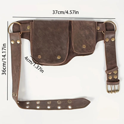 Bolsas PU de cintura hecha a mano de la mano de la mano Teléfono Ajuste LE Crossbody Herramientas al aire libre Pequeño bolso de cintura de cuero de múltiples capas