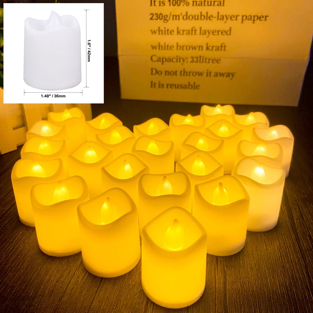 24 piezas parpadeantes LED Velas Alcierias no remotas/de control remoto Velas sin batería para la casa de bodas Decors de Navidad
