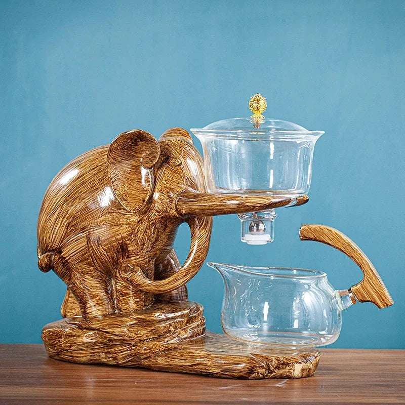 Heat-resistant Glass Teapot With Base Creative Tea Set Elephant Shape Automatic Tea Set Pu'er Oolong Teapot And Cup Set