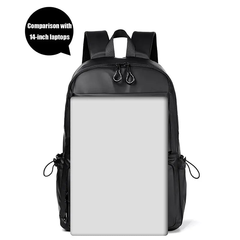 Un sac à dos masculin de 14 pouces grande capacité de voyage de voyage en couleur solide PU ordinateur sac à dos mode et les femmes élèves de sac d'études