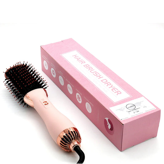 Escova de ar quente de um etapa de um passo 2.0 Touch macio pincéis de cabelo elétrico rosa Ferramenta de estilo de cabelo multifuncional 3 em 1 Cuidado com o cabelo Mulher