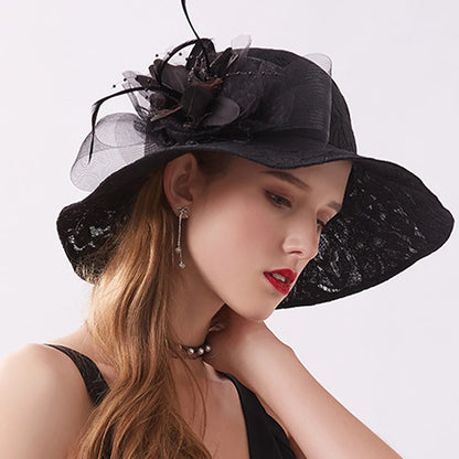 Cappelli affascinatori in pizzo da donna Cappelli da tè floreale vintage cappelli da cucciolo di cappelli da cucciolo