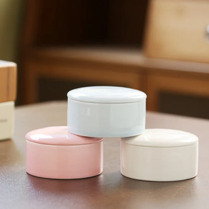 simple round ceramic jewelry storage box jewelry jar makeup box