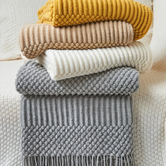 Couvertures de jet tricoté texturé avec des glands couvertures de lit boho décoratifs tissés à la main pour le canapé-lit Modèle pour toutes les saisons