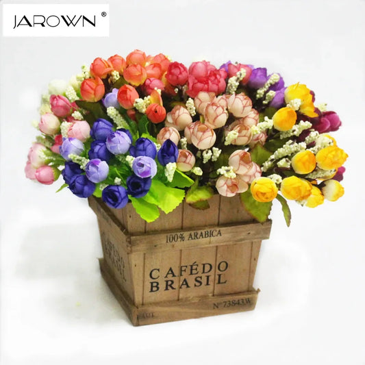 Colorful Silk Flowers artificial flower 15 heads Mini Rose Home Decor for wedding small roses bouquet decoration