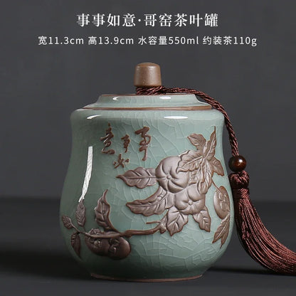 Ceramic Tea Caddy Storage Tank Sealed Jar Candy Jar Tea Box Sugar Bowl Tea Organizer Home Food Container Decorative Jars Tea Can