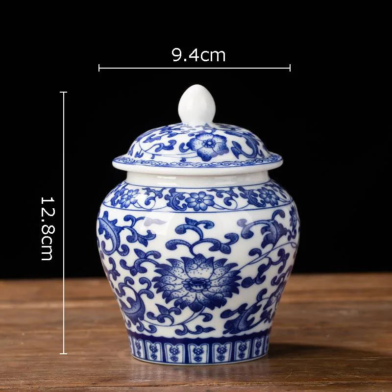 Blue and White Porcelain Tea Canister Ceramic Tea Organizer Box Storage Jars Desk Decoration Tea Jar Coffee Container Tea Caddy