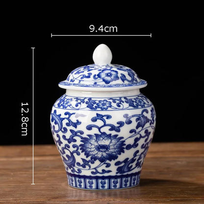 Blue and White Porcelain Tea Canister Ceramic Tea Organizer Box Storage Jars Desk Decoration Tea Jar Coffee Container Tea Caddy