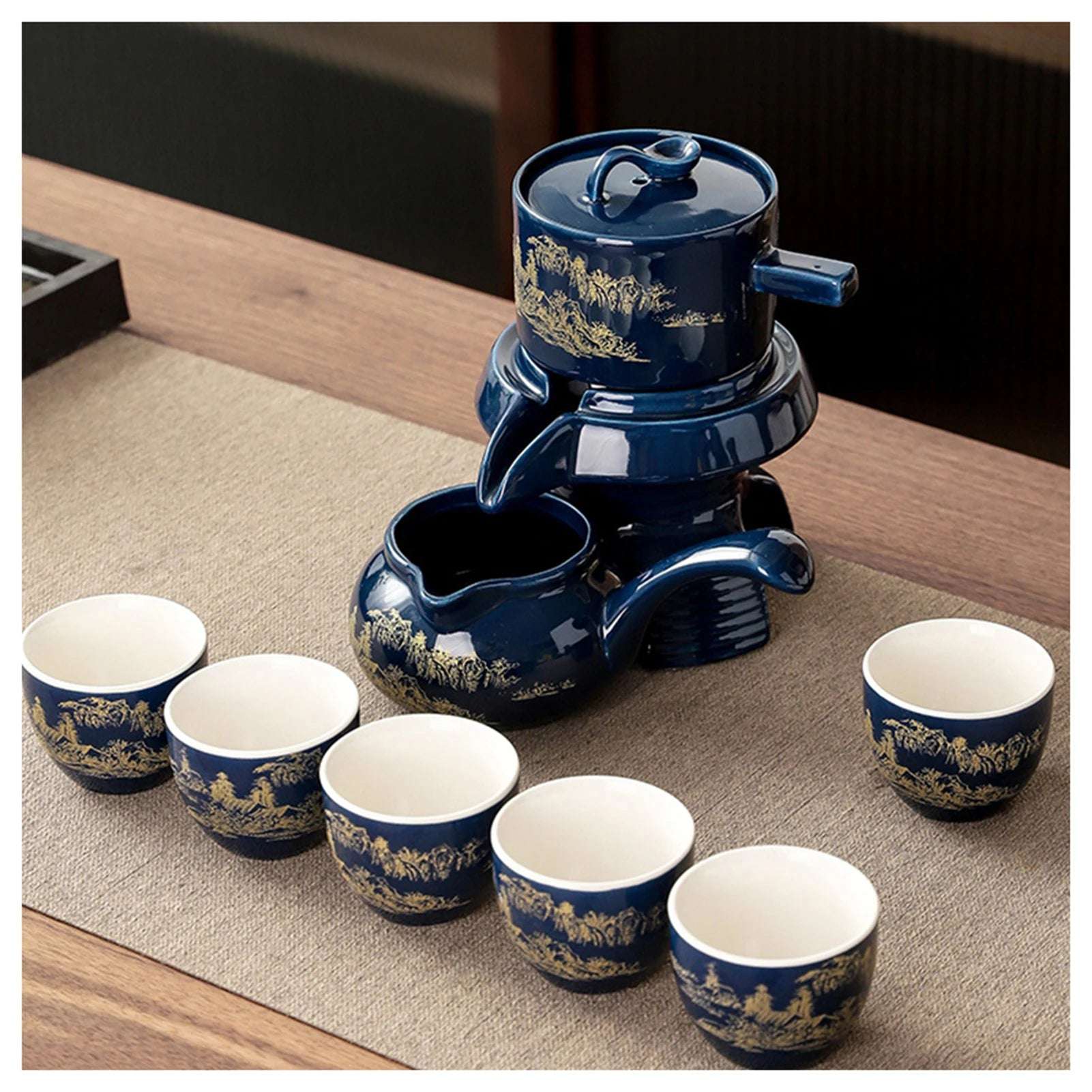 Chinese Tea Set Ceramic Kungfu Tea Set With Pattern Tea Pot And Cup Kit Multifunctional Travel Teapot Gift For Friends Family