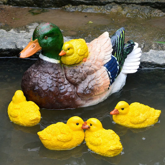 Roztomilá živica plávajúca kačica socha vonkajší rybník Fish Tank Dekoratívne zvieracie plávanie divoké kačice socha pre záhradné dekorácie ozdoba