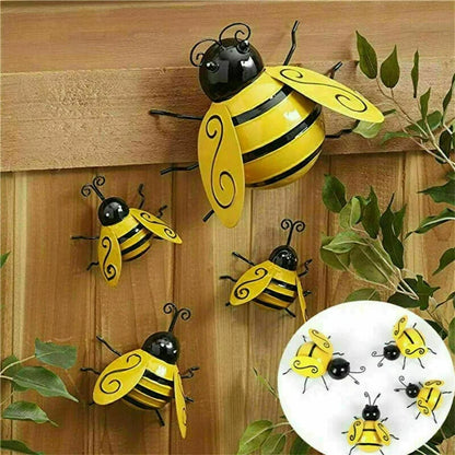 1/4PCS set decoratieve metalen bijen beeldjes kunst huisdecoratie bijen achtertuin tuin accent muur ornament insecten miniaturen