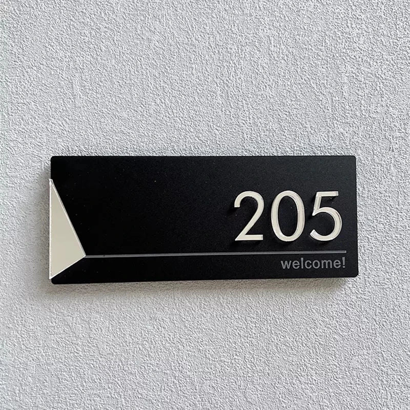 ACRYLIC Modern Door Plate Shop plact Personalize o número da casa Nome da família Endereço Carta para o hotel de restaurante de apartamento em casa