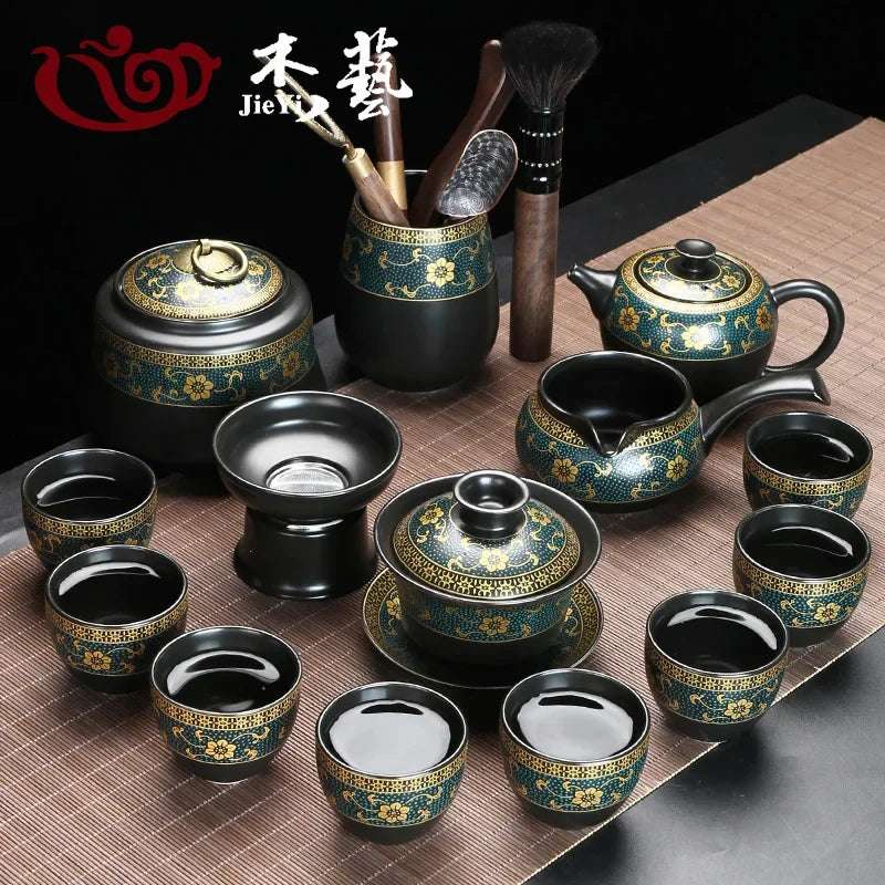 Upscale Tea Sets Ceramic Kung Fu Teaset Teacup Porcelain Service Gaiwan Tea Cups Mug of Tea Ceremony Teapot