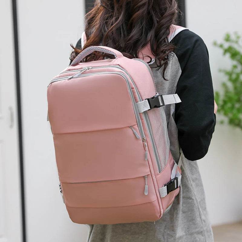 Zaino da viaggio donne di grande capacità impermeabile sacchetto da daypack antifurto con cinturino per bagagli e zaini porta di ricarica USB