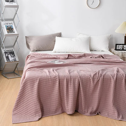 Coperta di cotone a quadri di waffle Summer lancio di coperte sottile trapunta per letti per la casa coverte hotel a casa coperte di lancio rosa verde coperte