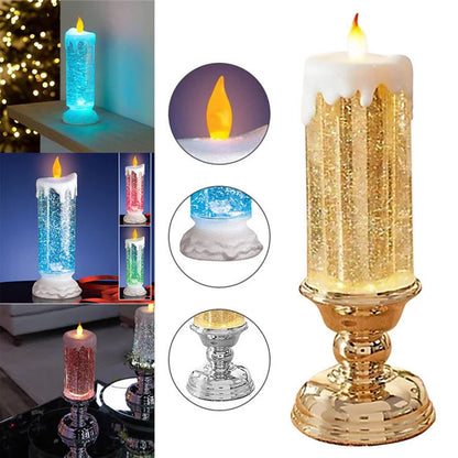 Julledende lys lys dekorativt håndværk natlys hvirvlende glitter farverig fantasy krystal natlys Xmas fest hjem