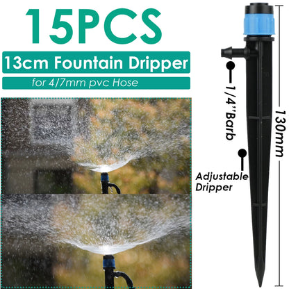 Kesla 15 copë për ujitje të kopshtit të kopshtit Spërkatës Sprinkler duke mashtruar grykën në pikat e aksioneve që fut tokën e përshtatshme 4/7 mm Hose serë