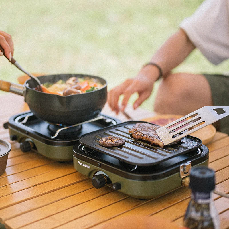 NatureHike dupla gáztűzhely 2300W kültéri kemping piknik elektronikus gyújtógáz kályha összecsukható 2,5 kg hordozható főzőberendezés