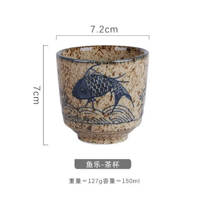 Japanese style Hefeng hand-painted ceramic tea cup, wine cup, small size drinking cup, hotel heat-resistant thickened home tea