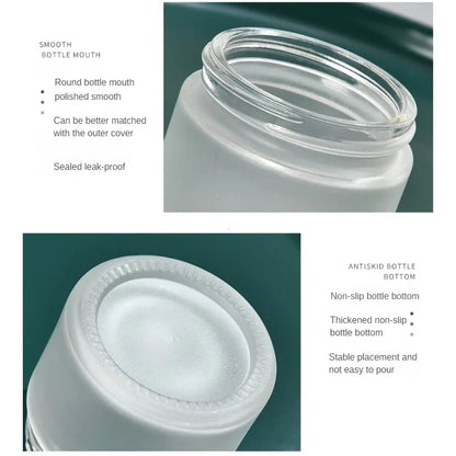 Loção recarregável garrafa de armazenamento de vidro para o olho dispensador selado máscara facial máscara de jarra cosmética Contêiner
