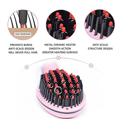 Vlasy vyrovnávanie hrebeň LCD Displace Digital Brush Iron Styling for Home Salon Men Dámske kefy Care Styling Curling Tools