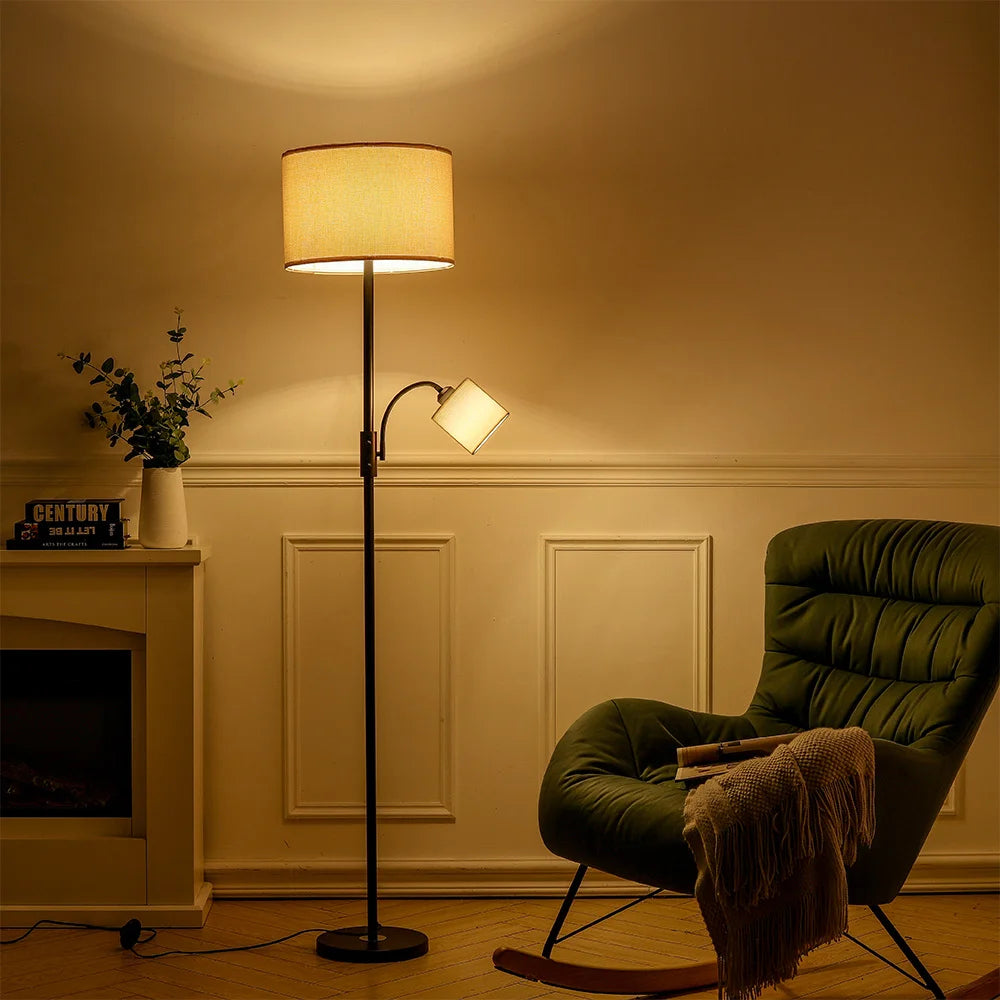 2-Light Floor Standing Lamp with Adjustable Head