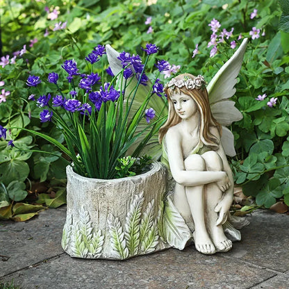 Kerti kertészeti dekoráció kézműves lány virág tündérek kreatív virág edények otthoni bútorok gyanta szobor díszek