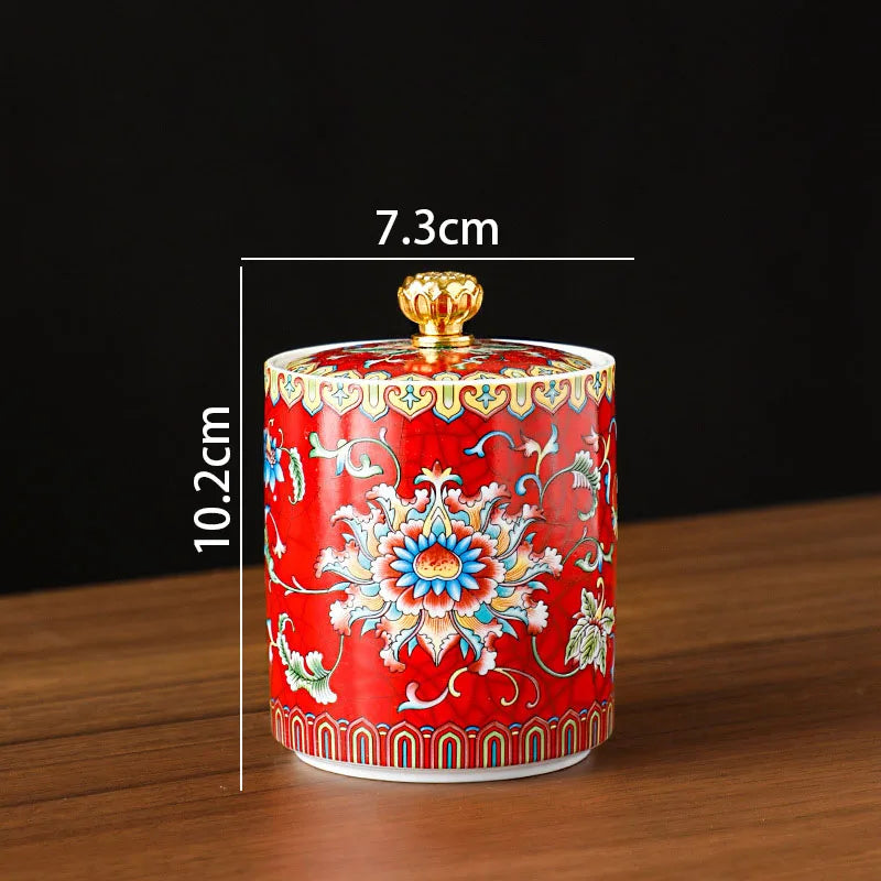 European Ceramic Storage Jar Enamel Decorative Kitchen Cereal Dispenser Coffee Table Desktop Tea Canister Living Room Candy Jars