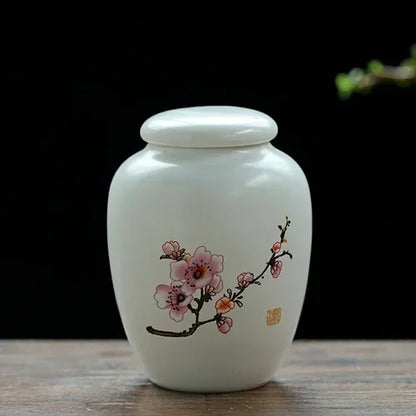 Portable Ceramic Tea Caddy Household Storage Sealed Tank Travel Coffee Moisture-proof Jar Kitchen Spice Candy Containers