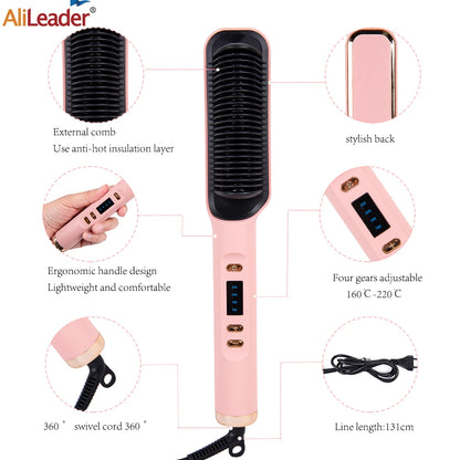 Pro horký hřeben narovnávač vlasových štětců horký hřeben 3in1 Elektrické narovnání Cumling Curling Iron Hair Brush pro styl rychlého vytápění