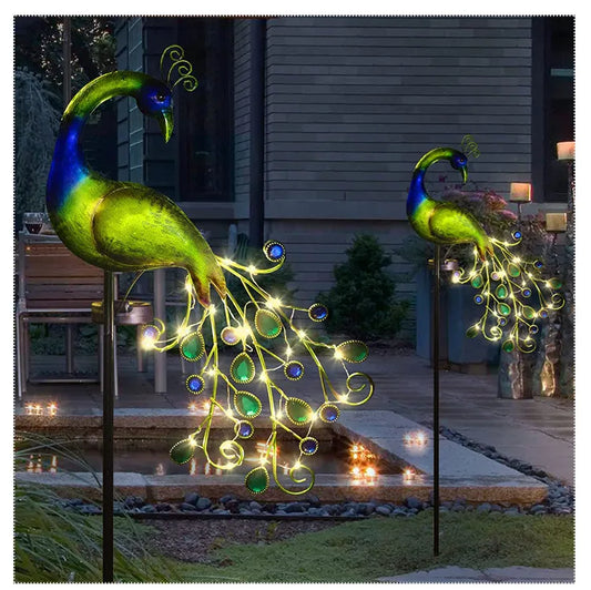 Solcelledrevet LED -plen lys påfugl vanntett eventyrhage dekor lampe for paviljong hage landskap hage plen lys