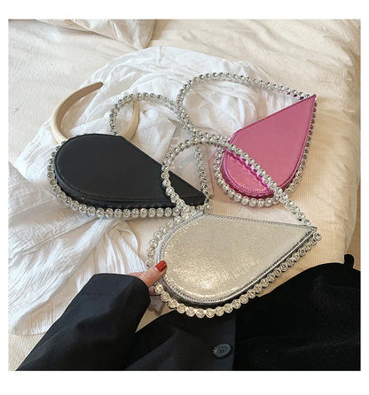 Xiyuan diamant rose rose noir coeur noire sac d'embrayage de soirée designer sac à main en milieu en forme de sac à main