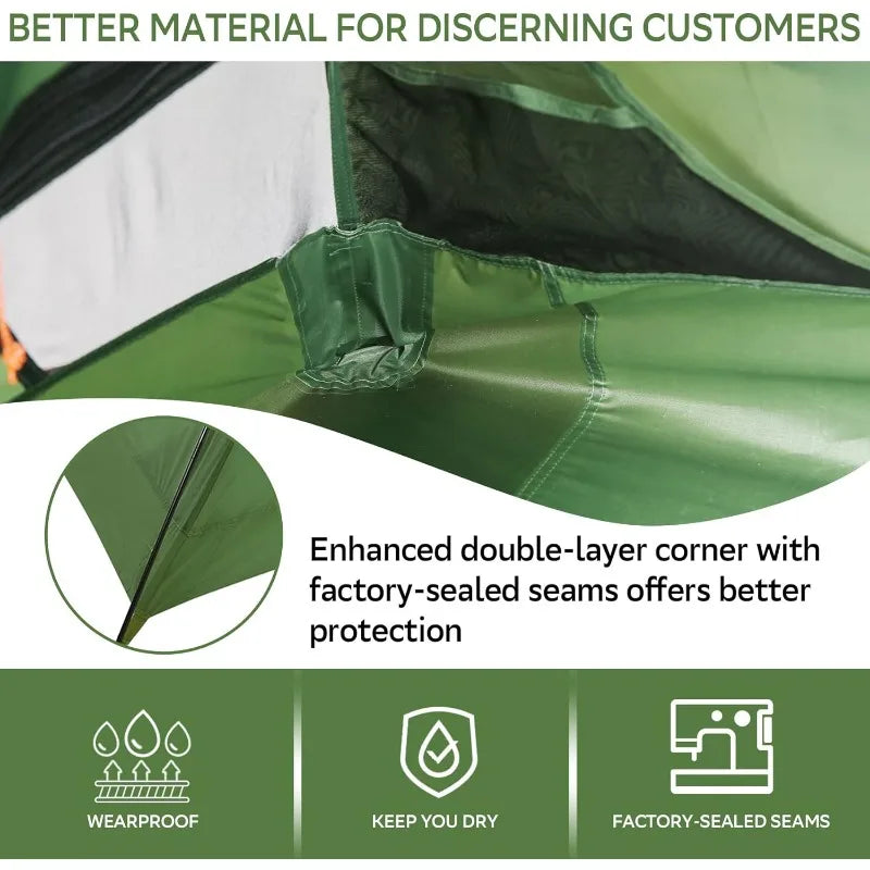 אוהל תרמילאים קלים משקל קל משקל - 3 עונה אוהל קמפינג אטום -אטום אולטרה -אטום, אוהל הגדרה קל בגודל גדול למשפחה,