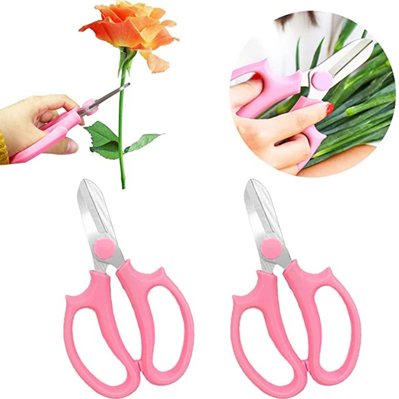 2Pcs Garden Scissors Floral Shears Professional Flower Scissor  Comfortable Grip Handle Pruning Shear