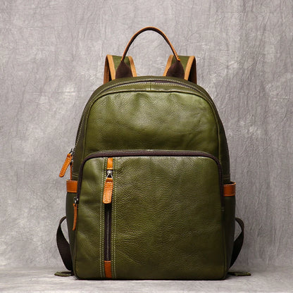 Vintage skutečná kožená pánský batoh První vrstva Cowhide Travel Backpack Leisure College School Bag Man Satchel Bag LeathFocus