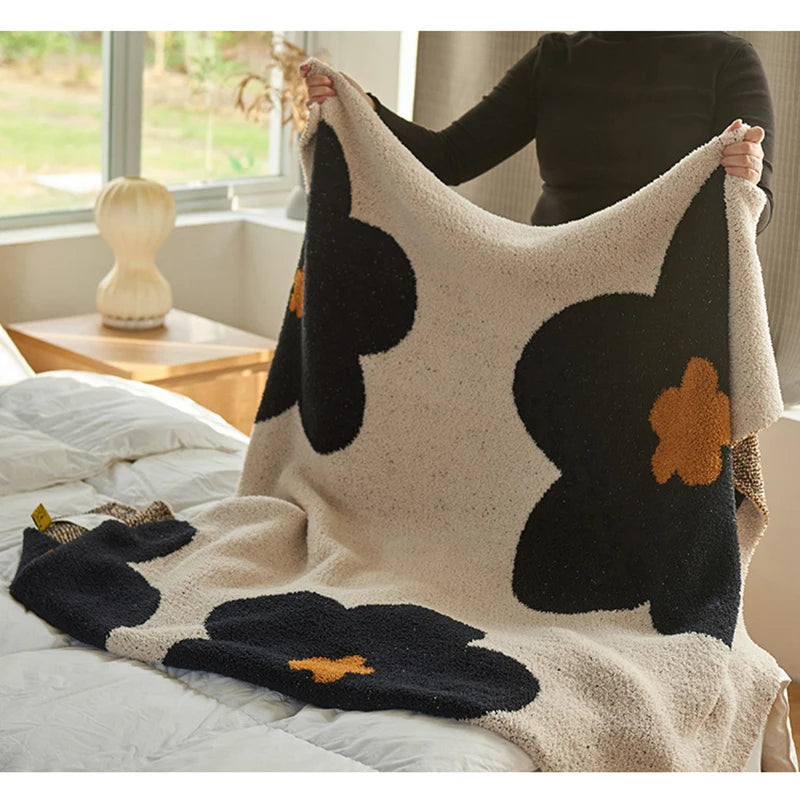 Korean Kawaii Blankets Carpet Decoration Flower Blanket Bedroom Sofa Leisure Office Single Tapestry Sofa Blanket Throw Blankets