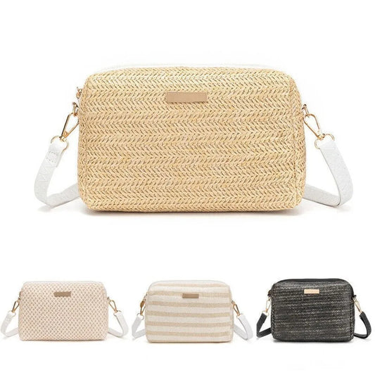 Mode vrouwen geweven stro schoudertassen zomer strandtas stro geweven crossbody tas vrouwelijke handtassen boodschappentas