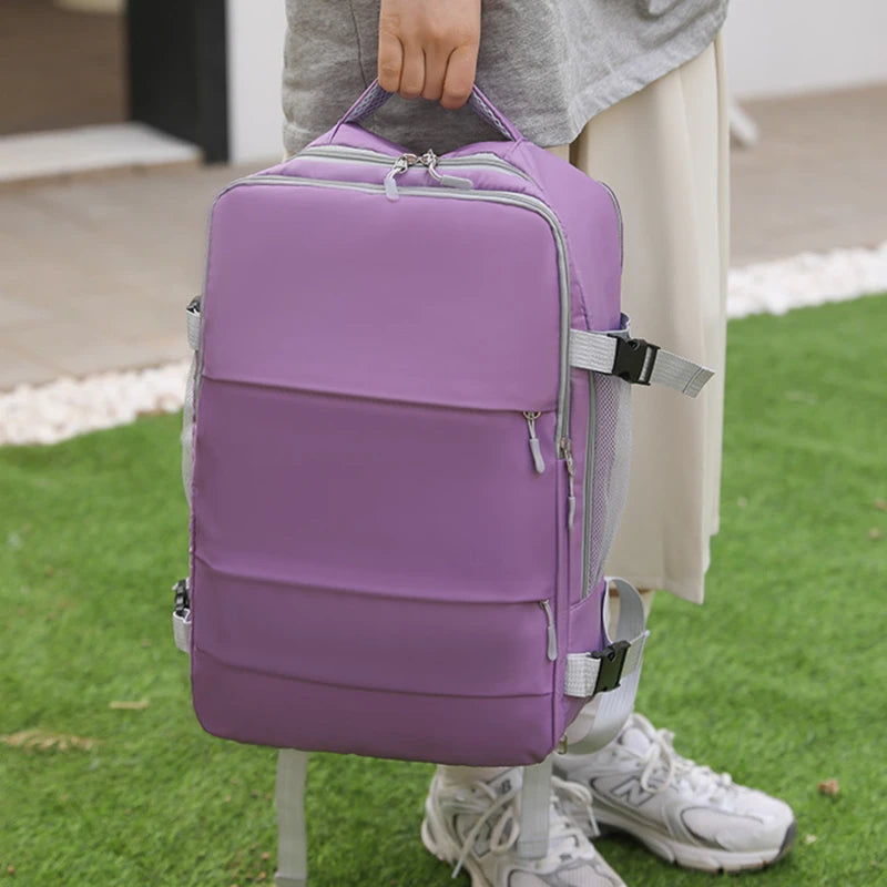 Rejse rygsæk Kvinder Stor kapacitet Vandtæt Anti-tyveri afslappet dagpakningspose med bagagebånd & USB opladning Port rygsække
