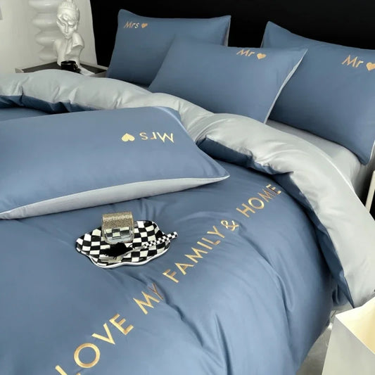 Nordijski luksuzni egipatski pamučni posteljini set kralja kraljica dvostruka blizanačka veličina s list pokrivača jastuka 1/2 ljudi posteljina