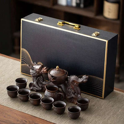 1 set, creative lazy tea set, semi-automatic dragon teapot, magnetic rotating water-conducting tea set, Chinese Kung Fu tea set