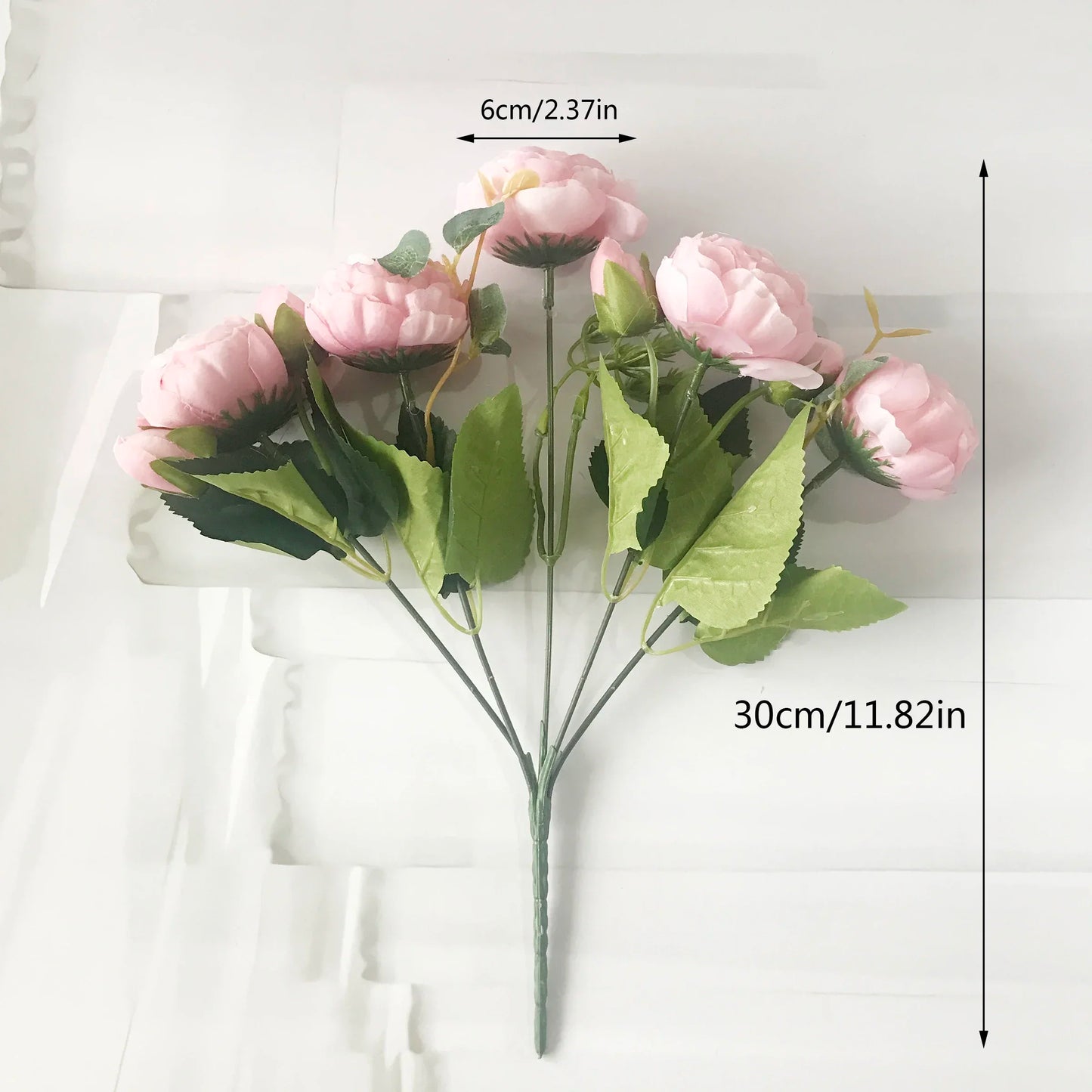 30cm rose rosa silke peony kunstige blomster bukett 5 stort hode og 4 knopp billige falske blomster for hjem bryllup dekorasjon innendørs