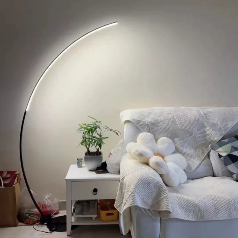 SANDYHA Nordic LED Floor Lamps for Living Room Half Moon Arc Design Light Fixture Bedroom Bedside Table Lighting Home Decoration
