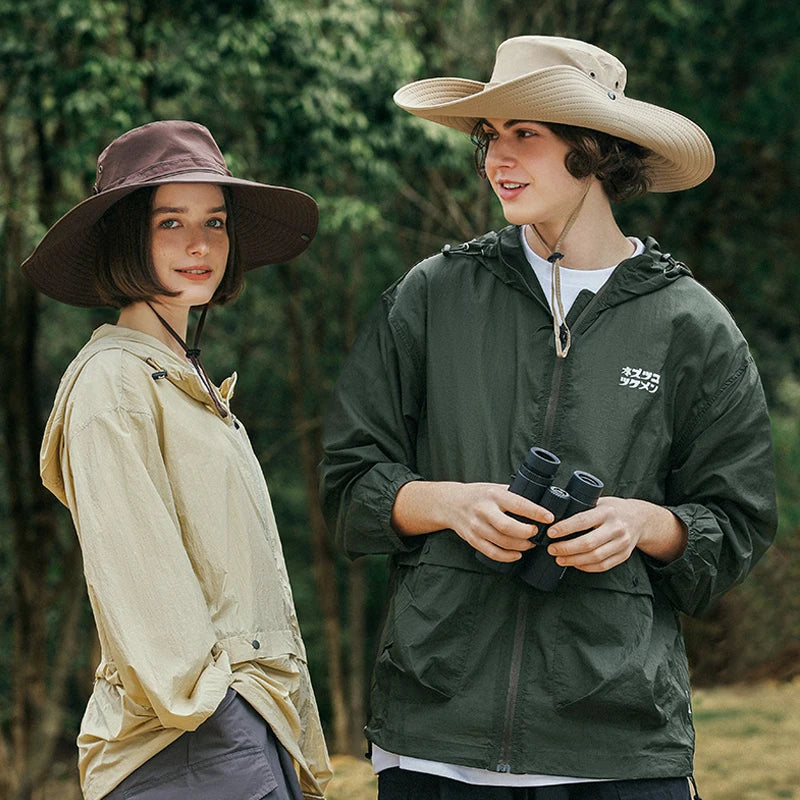 2024 Casual Fishing Hat UPF 50 Cowboy Hat Summer Sunshade Outdoor Camping Sun Hat Breathable Wide Brim Visor Fisherman s Hats Denim Blue