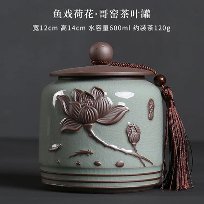 Ceramic Tea Caddy Storage Tank Sealed Jar Candy Jar Tea Box Sugar Bowl Tea Organizer Home Food Container Decorative Jars Tea Can