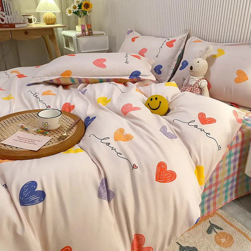 Set de lenjerie de pat de verificare a patului de confecție Copertă de plapumă de plapumă de plapumă Pillowcase Foaie plată Single Queen Dimensiune Polieste de Polieste