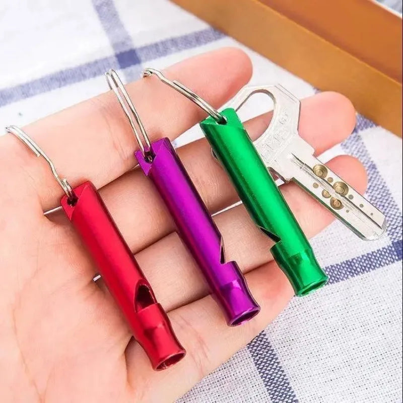 Aluminum Whistles Colorful Slim Long Multifunctional Whistles with Key Ring Survival Whistle Hiking Mountaineering Accessory
