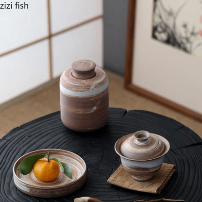 Handmade Ceramic Tea Cans Storage Jar Moisture-proof Sealing Tank Tea Box Storage Tanks Tea Container Storage Box Tea Organizer