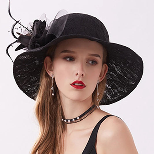 Ženské čipky fascinátor klobúky vintage kvetinové čajové párty klobúky kostolové klobúky klobúky šaty čiapky